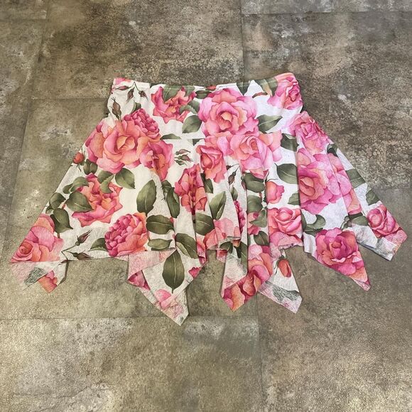 mind games y2k rare pink and white rose fairy asymmetrical micro mini skirt - Picture 6 of 6